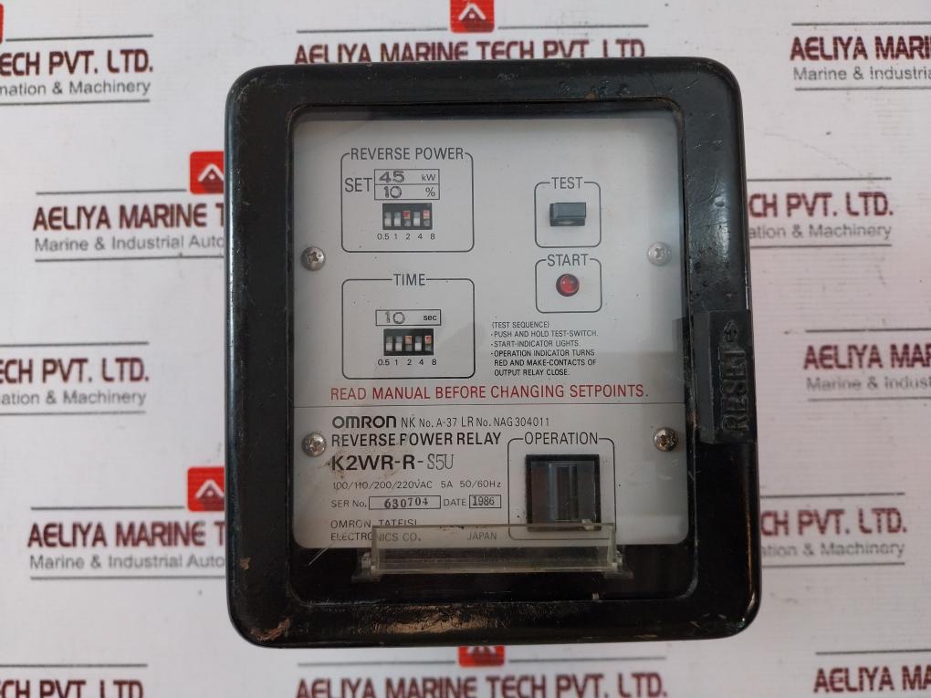 Omron Tateisi K2Wr-r-s5U Reverse Power Relay 100/110/200/220Vac 5A 50/60Hz