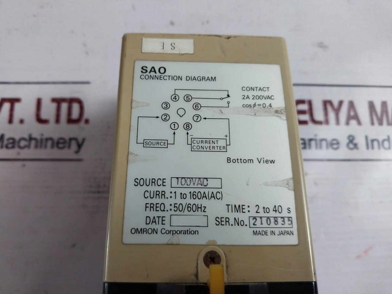 Omron Sao-q Current Sensor With Base 2A 200Vac