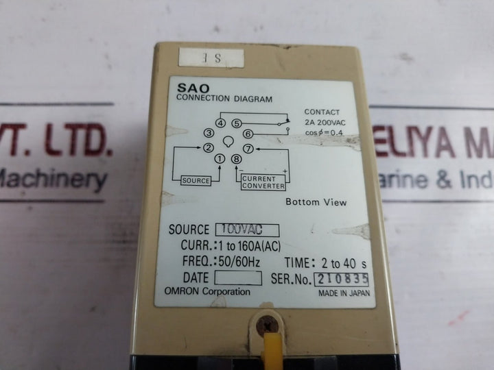 Omron Sao-q Current Sensor With Base 2A 200Vac