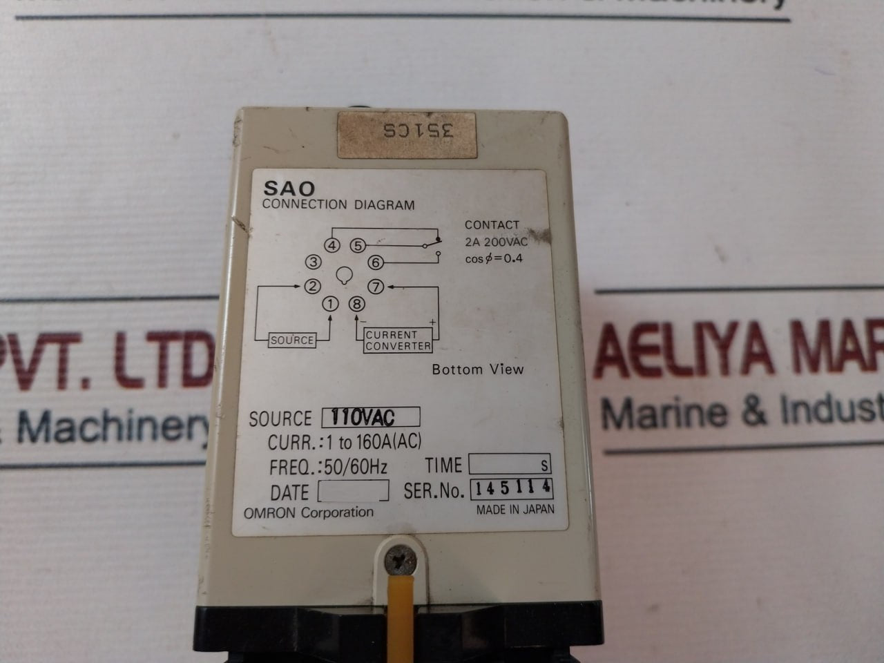 Omron Sao-s Current Sensor With Base 110 Vac