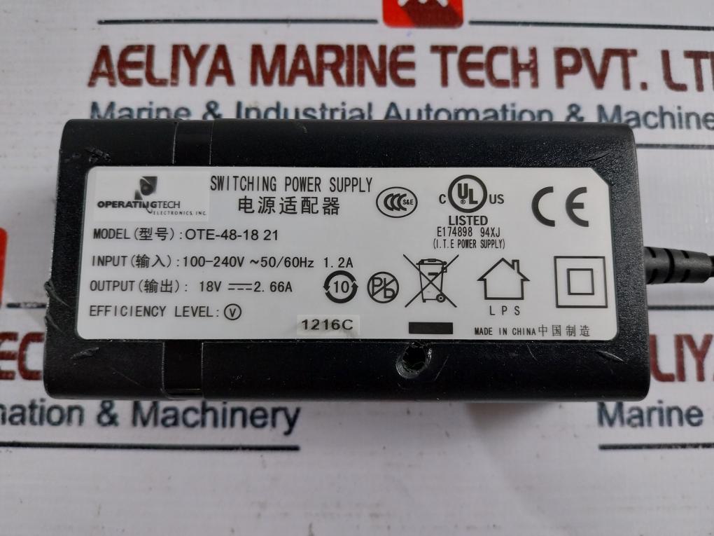 Operating Tech Ote-48-18 21 Power Adapter 100-240V~ 50/60Hz 1.2A