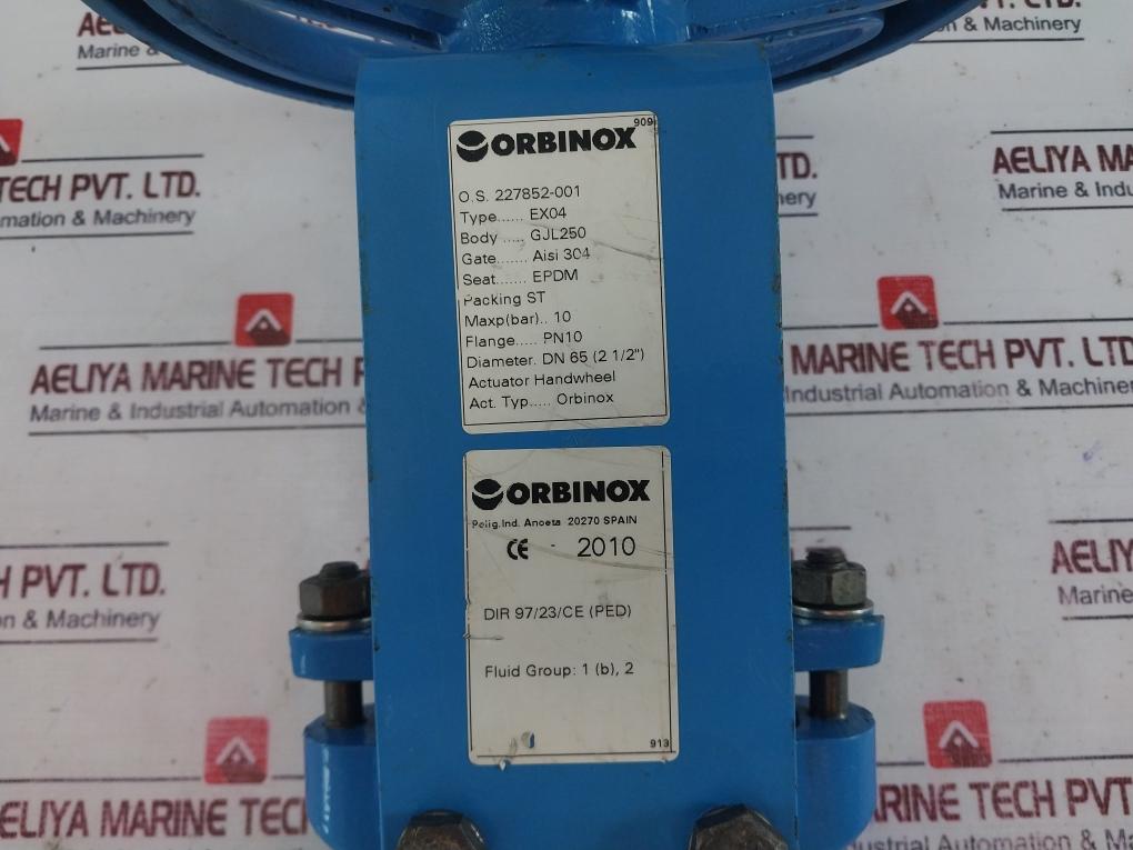 Orbinox Ex04 Knife Gate Valve Dn65 Pn10 Handwheel Actuator