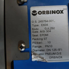 Orbinox Ex04 Knife Gate Valve Gjl250 Pn10 Dn125
