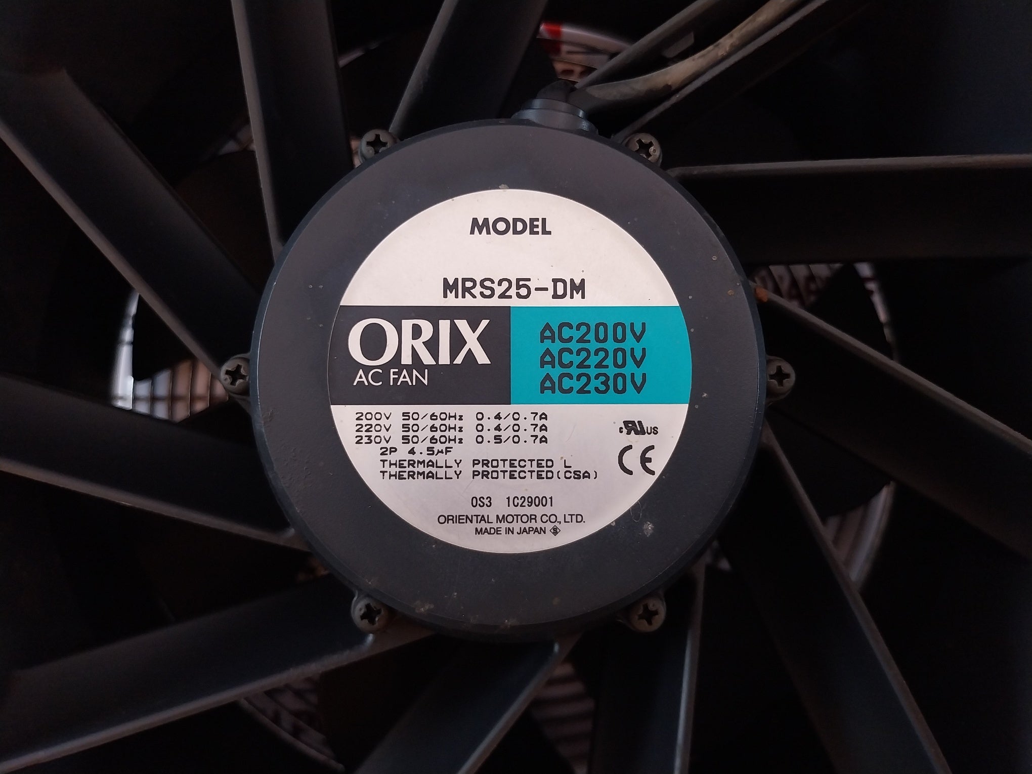 Oriental Mrs25-dm Ac Cooling Fan 50/60Hz