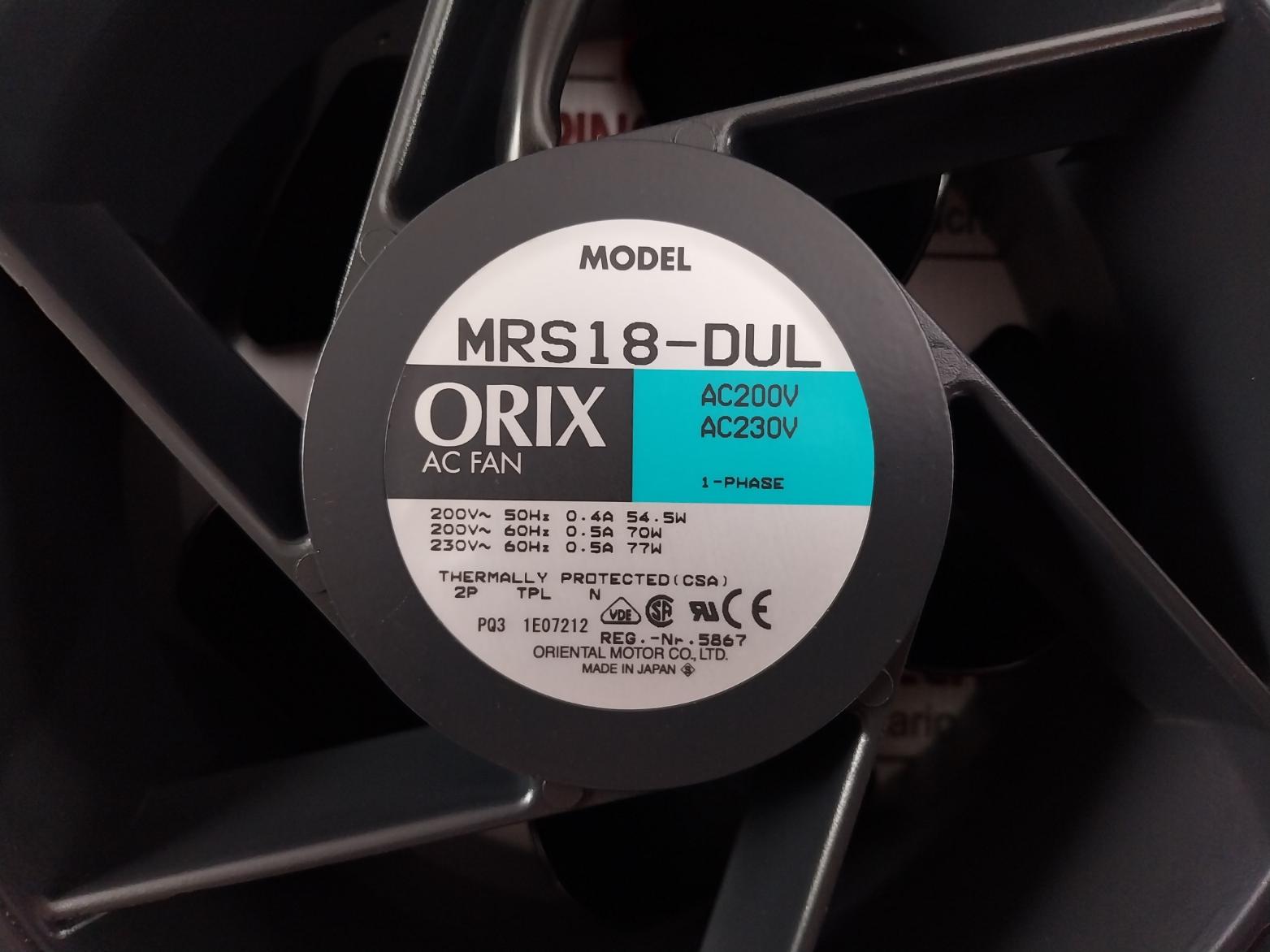 Oriental Motor Mrs18-dul Inverter Axial Cooling Fan 50-60Hz Ac200V-230V