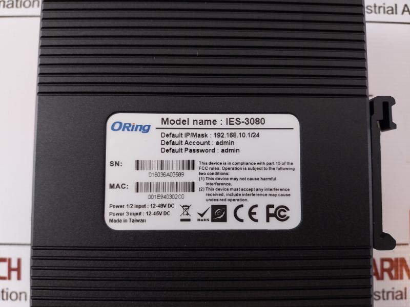 Oring Ies-3080 Managed Ethernet Switch 001E9403020C0