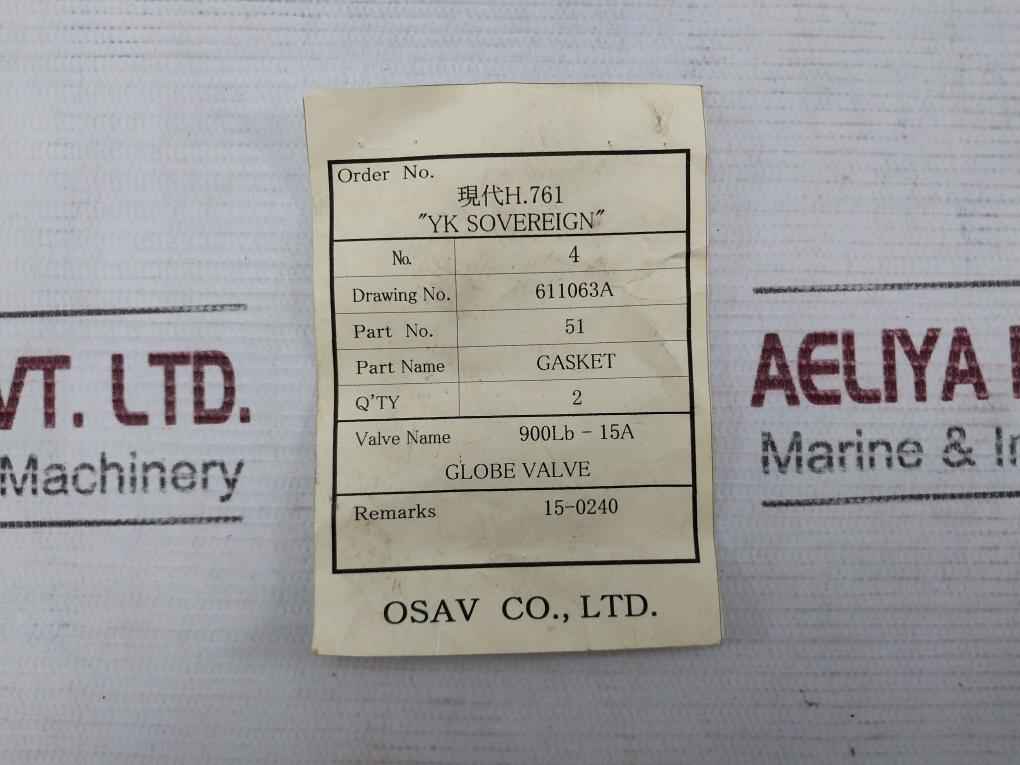 Osaka Valve 51 Steam Drain Valve 900Lb-15A