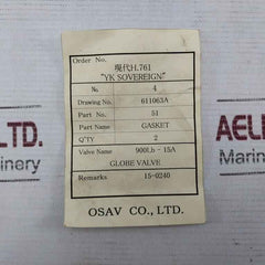 Osaka Valve 51 Steam Drain Valve 900Lb-15A