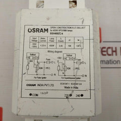 Osram Bsh400Zc-k Open Construction Hid Ballast For 400W Hpsv/Mh Lamp 240V 50Hz