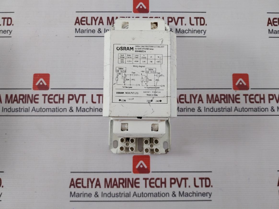 Osram Bsh400Zc-k Open Construction Hid Ballast For 400W Hpsv/Mh Lamp 240V 50Hz