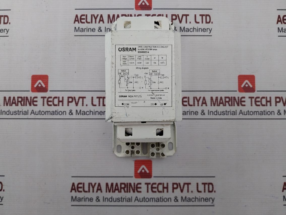 Osram Bsh400Zc-k Open Construction Hid Ballast For 400W Hpsv/Mh Lamp 240V 50Hz