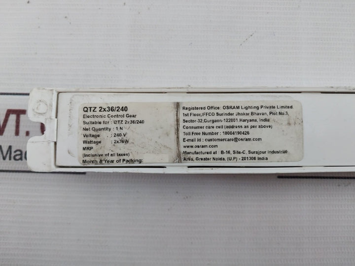 Osram Qtz 2X36/240 Electronic Control Gear Ballast 240V Ac 50 Hz