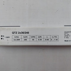 Osram Qtz 2X36/240 Electronic Control Gear Ballast 240V Ac 50 Hz