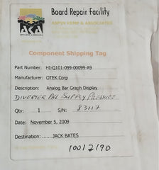 Hi-q101-099-00099-a9 Analog Bar Graph Pressure Indicator 0-6000Psi Otek