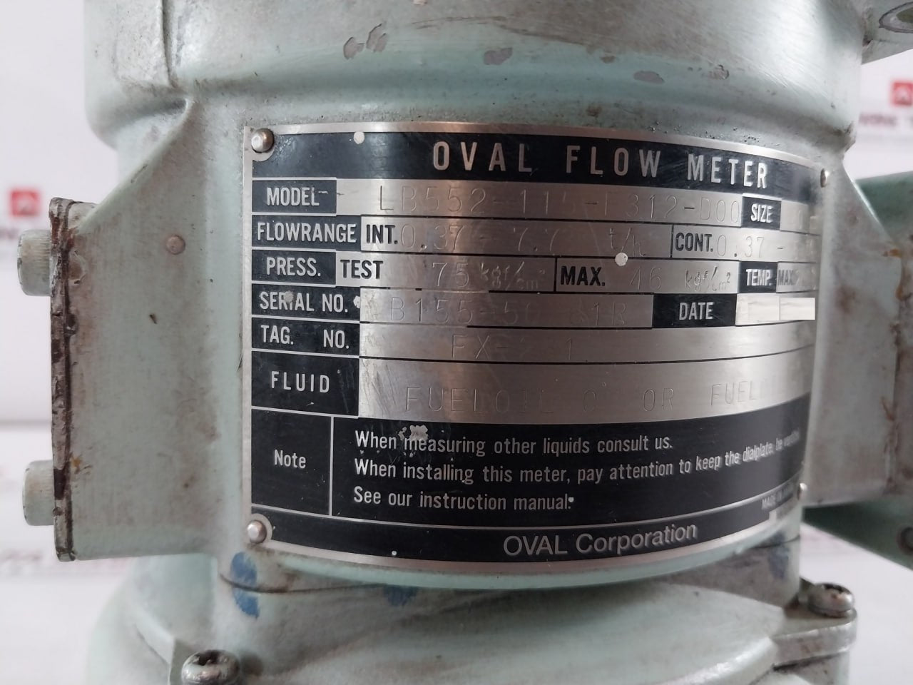 Oval Lb552-115-f312-d00 Flow Meter Int.0.37-7.73 T/H 274960578