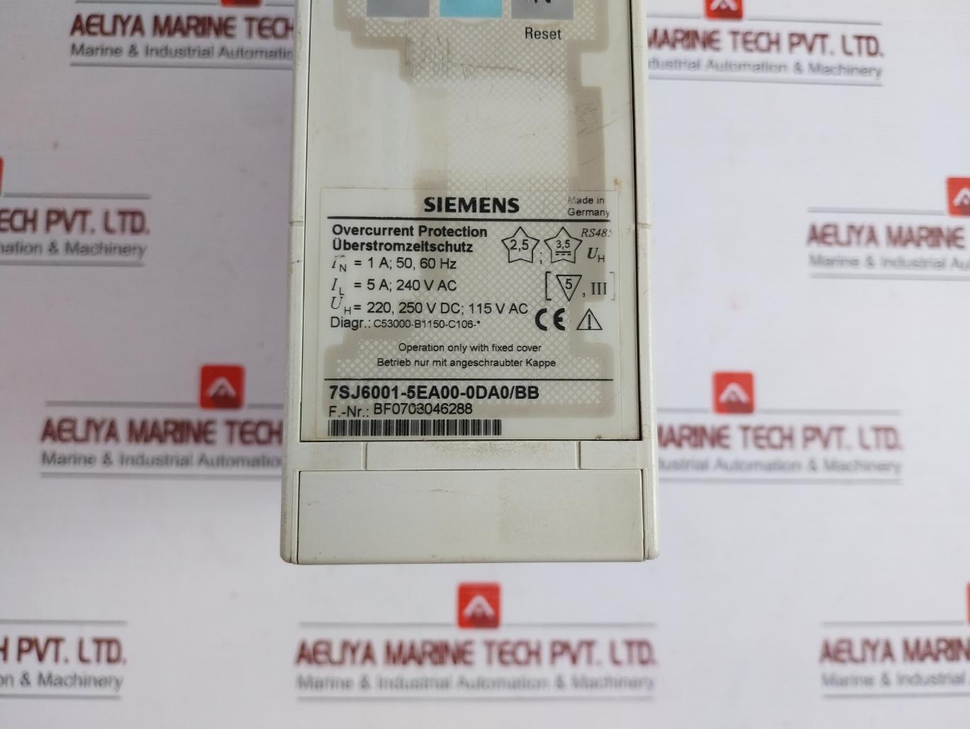 Overcurrent Protection Relay Brand Siemens Part No: 7Sj6001-5Ea00-0Da0/Bb