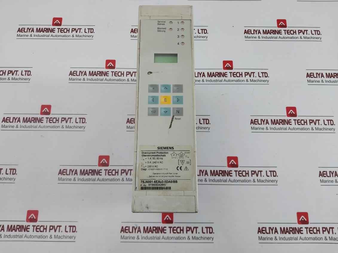Overcurrent Protection Relay Siemens 240V Ac Part No. 7Sj6001-6Ea00-0Da0/Bb