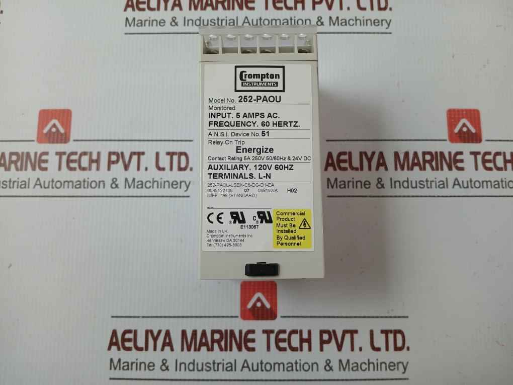 Overcurrent Relay 5A Crompton 252-paou-lsbx-c6-dg-d1-ea