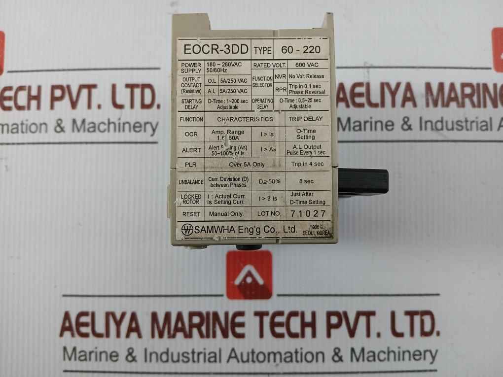 Overload Relay 180-260Vac 50/60Hz Samwha Eocr-3Dd