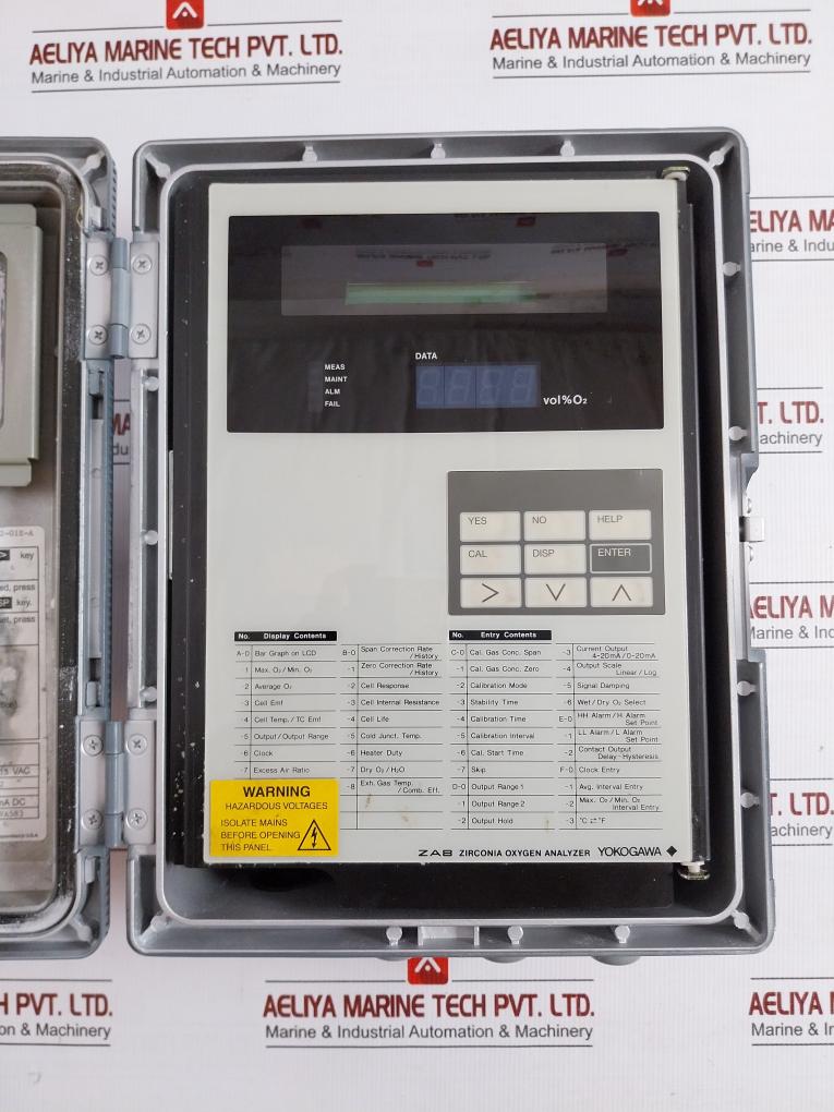 Oxygen Analyzer Za8C Yokogawa 4 To 20Madc 115Vac