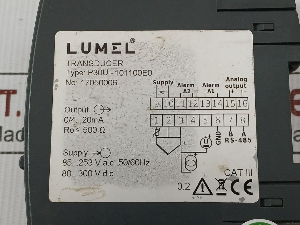 P30U-101100E0 Lumel 85-253V Ac 50/60Hz Transducer