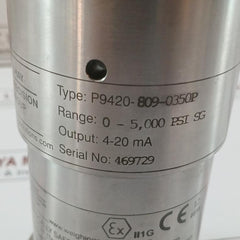 P9420-809-0350P Pressure Transmitter Tranducer Vishay Precision 0-5,000 Psi