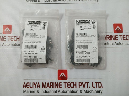 Pack Of 10X Fuse Plug P-fu 5X20 La 250 Phoenix Contact 250V 10A Max