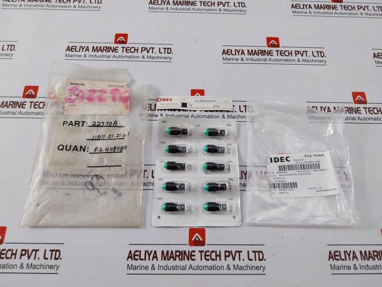 Pack Of 10x Idec Ap1m222gpn10 Pilot Light Green 24v