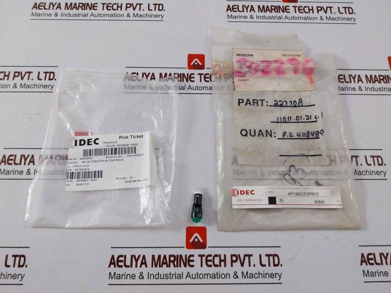 Pack Of 10x Idec Ap1m222gpn10 Pilot Light Green 24v