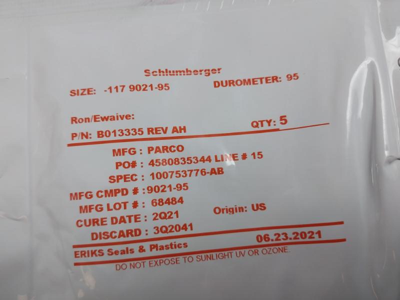 Pack Of 5 Schlumberger B013335 Oil Channel O-ring Rev Ah