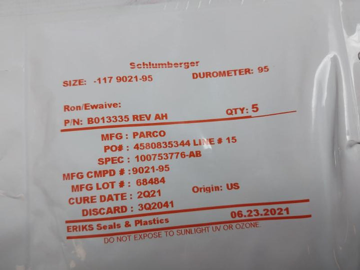 Pack of 5X Schlumberger B013335 Oil Channel O-Ring Rev AH