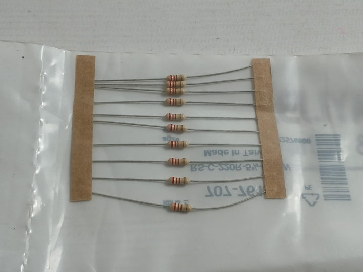 Pack of 5X RS 707-7612 Carbon Film Resistor 220OHM 0.25W