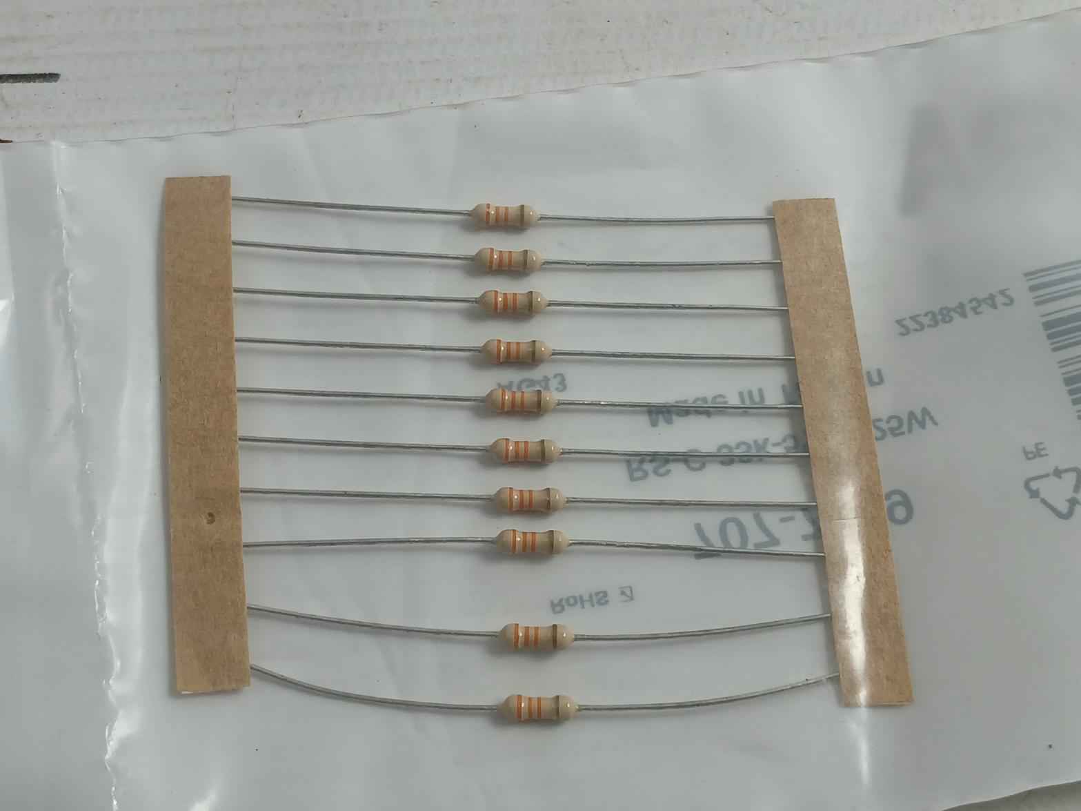 Pack Of 5X C-33K-5%-0.25W Brand Rs - Carbon Film Resistor 707-7789