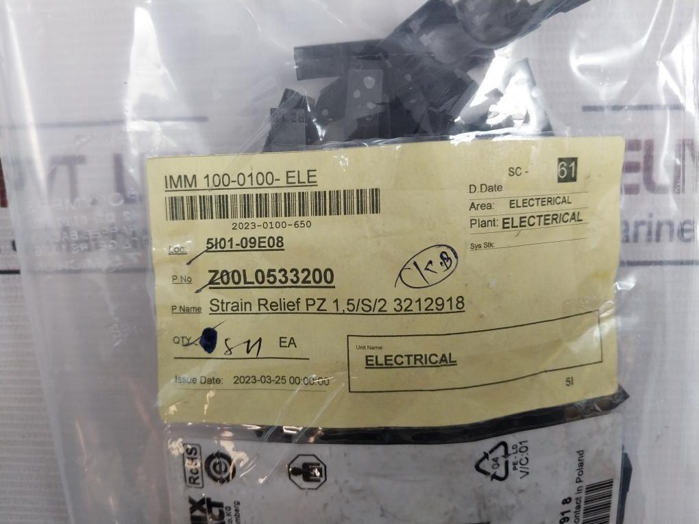 Pack Of 5X Phoenix Contact Pz 1,5/S/2 Strain Relief Z00L0533200 Pl02