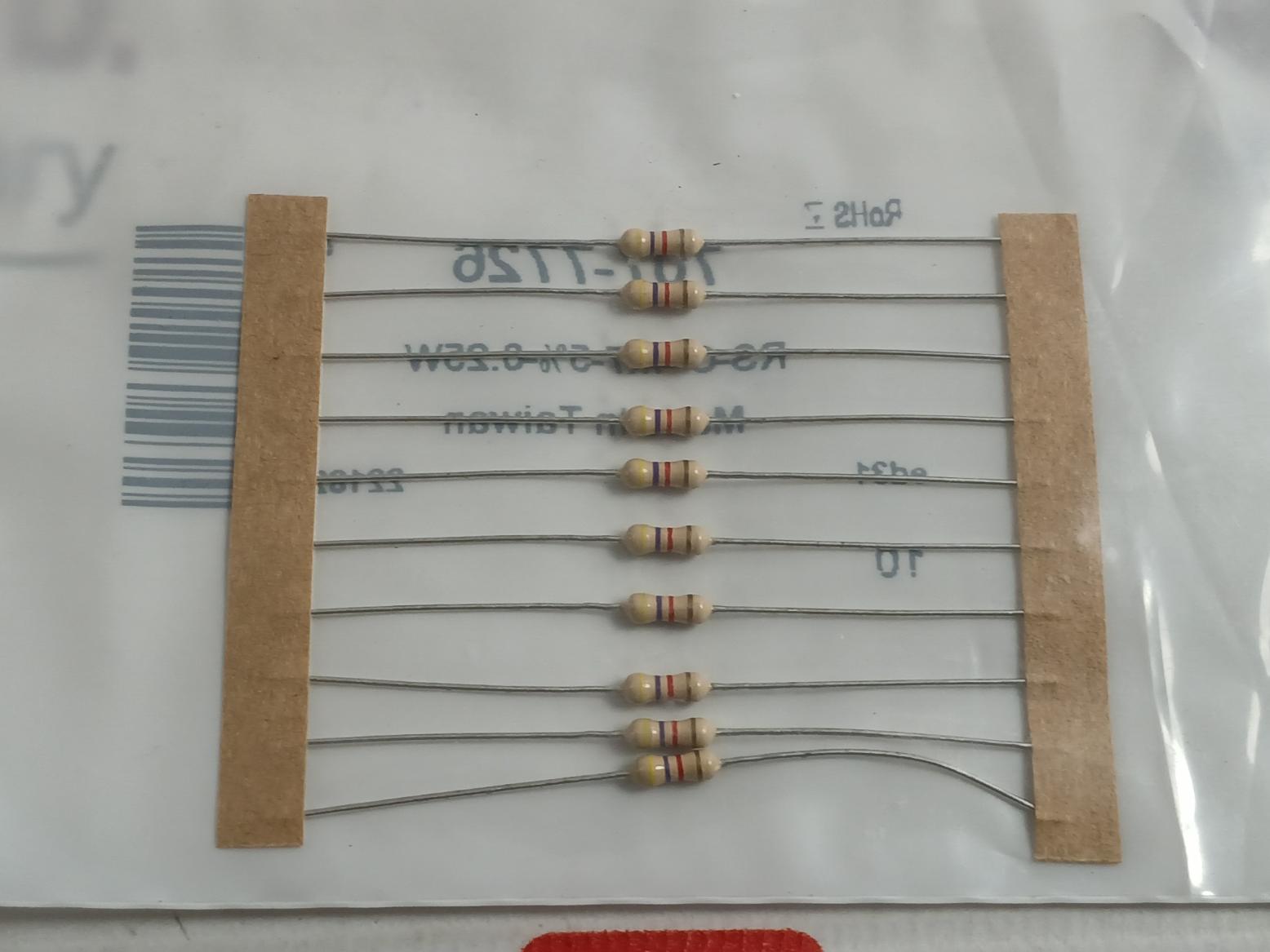 Pack Of 5X Rs-c-4K7-5%-0.25W Rs Pro Film Resistor