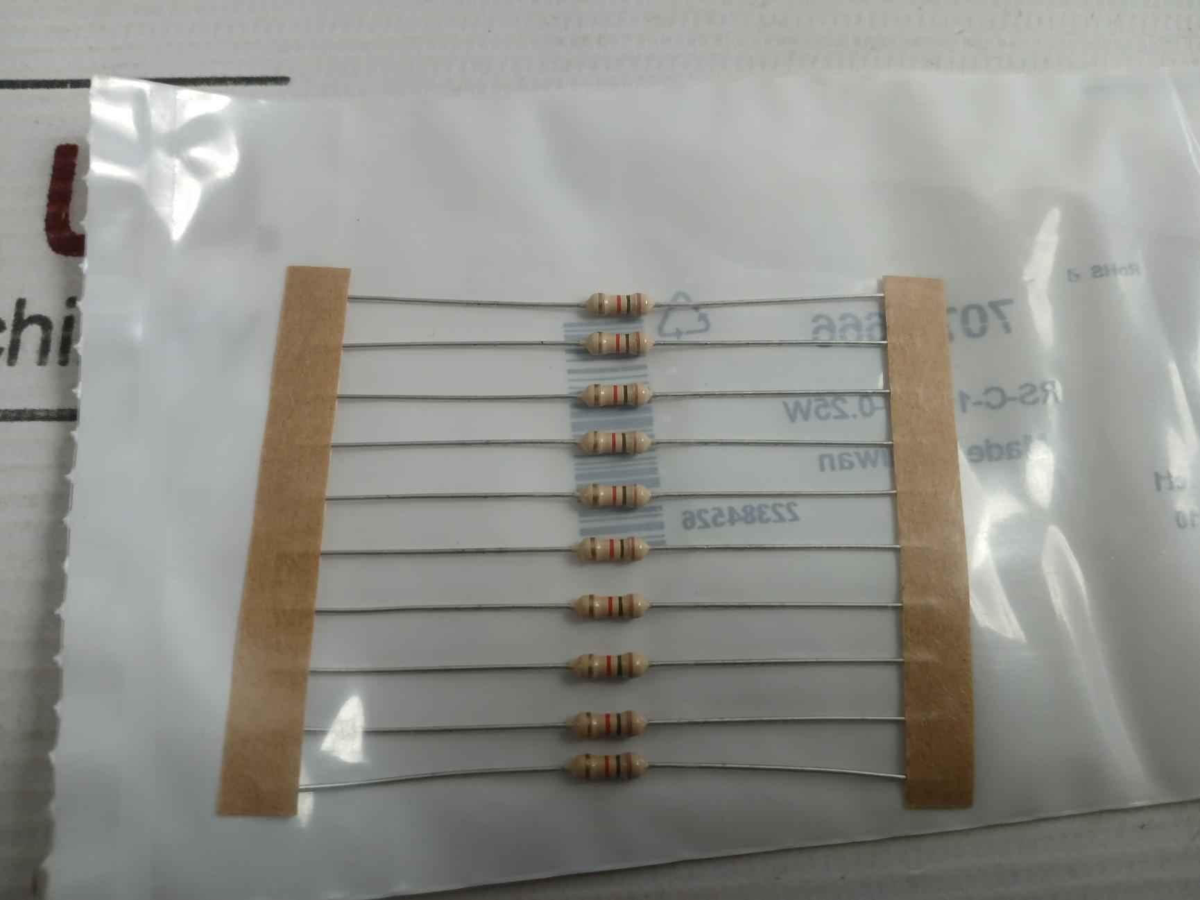 Pack Of 5X Rs Pro Film Resistor Part No: Rs-c-1K-5%-0.25W