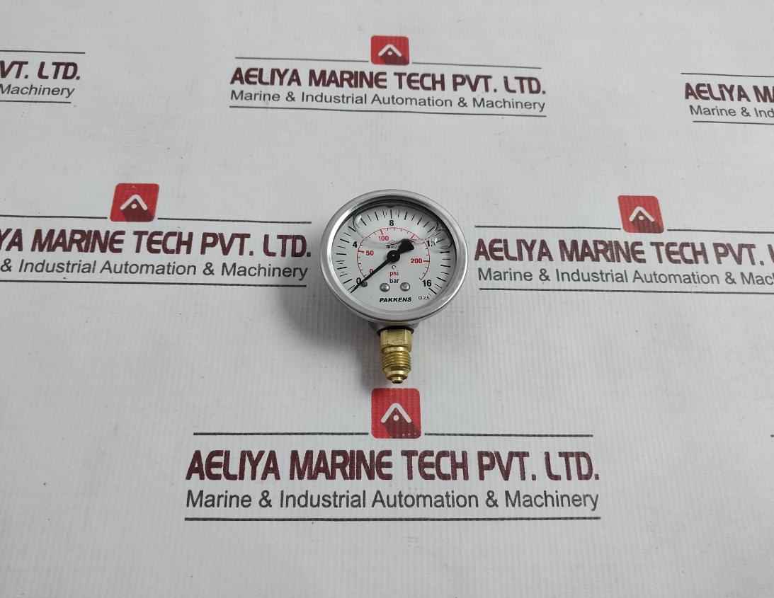 Pakkens En 837-1 Pressure Gauge 0-16 Bar 0-200/230 Psi