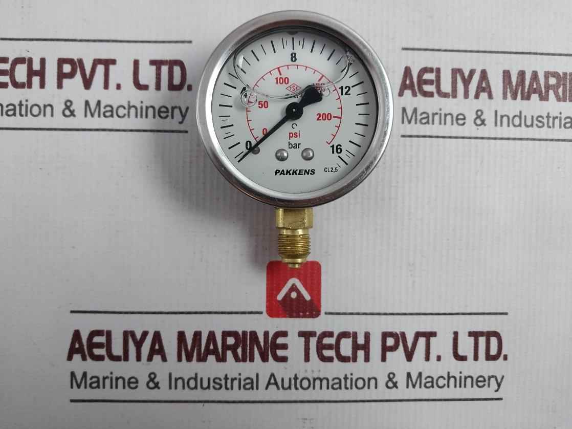 Pakkens En 837-1 Pressure Gauge 0-16 Bar 0-200/230 Psi
