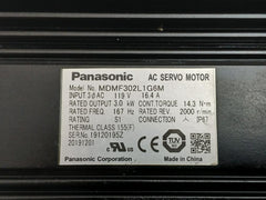 Panasonic Ac Servo Motor Input 119V 16.4A Mdmf302L1G6M
