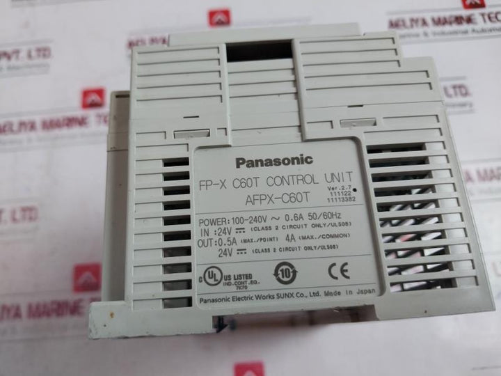 Panasonic Afpx-c60T Fp-x C60T Plc Programmable Logic Control Unit Ver 2.7 24Vdc