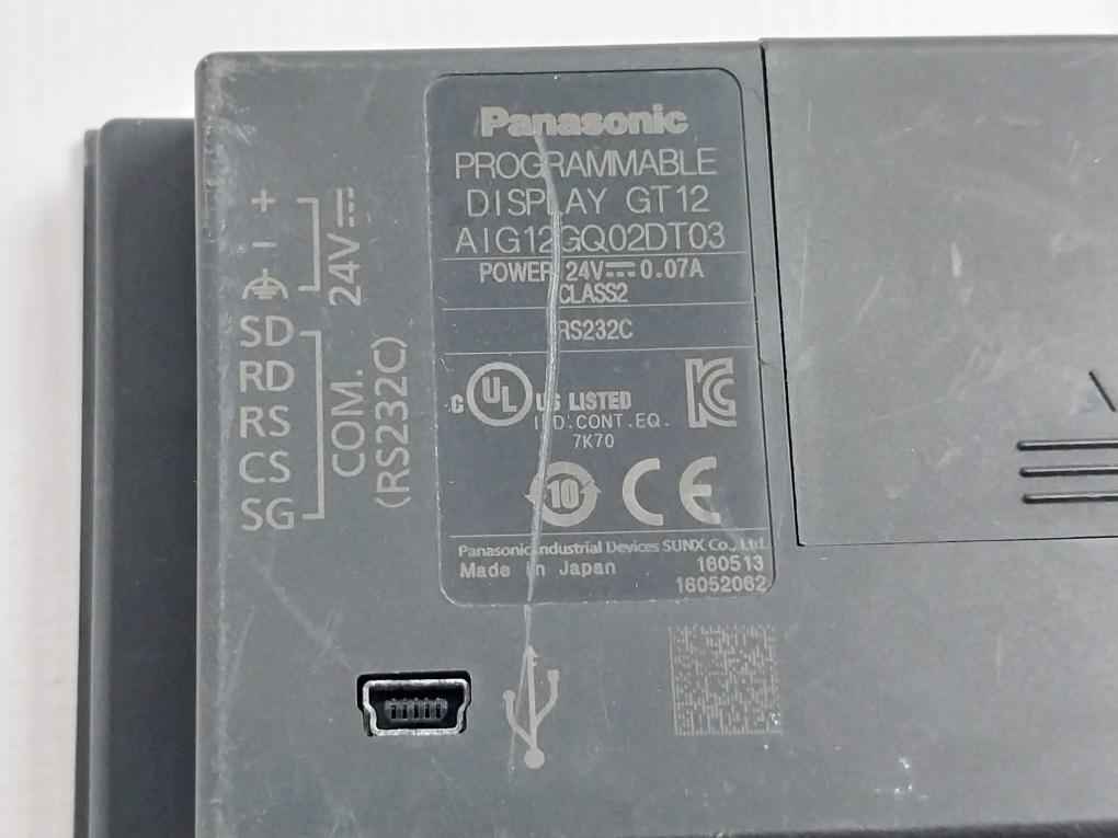 Panasonic Aig12Gq02Dt03 Programmable Display 24V-- 0.07A Class 2