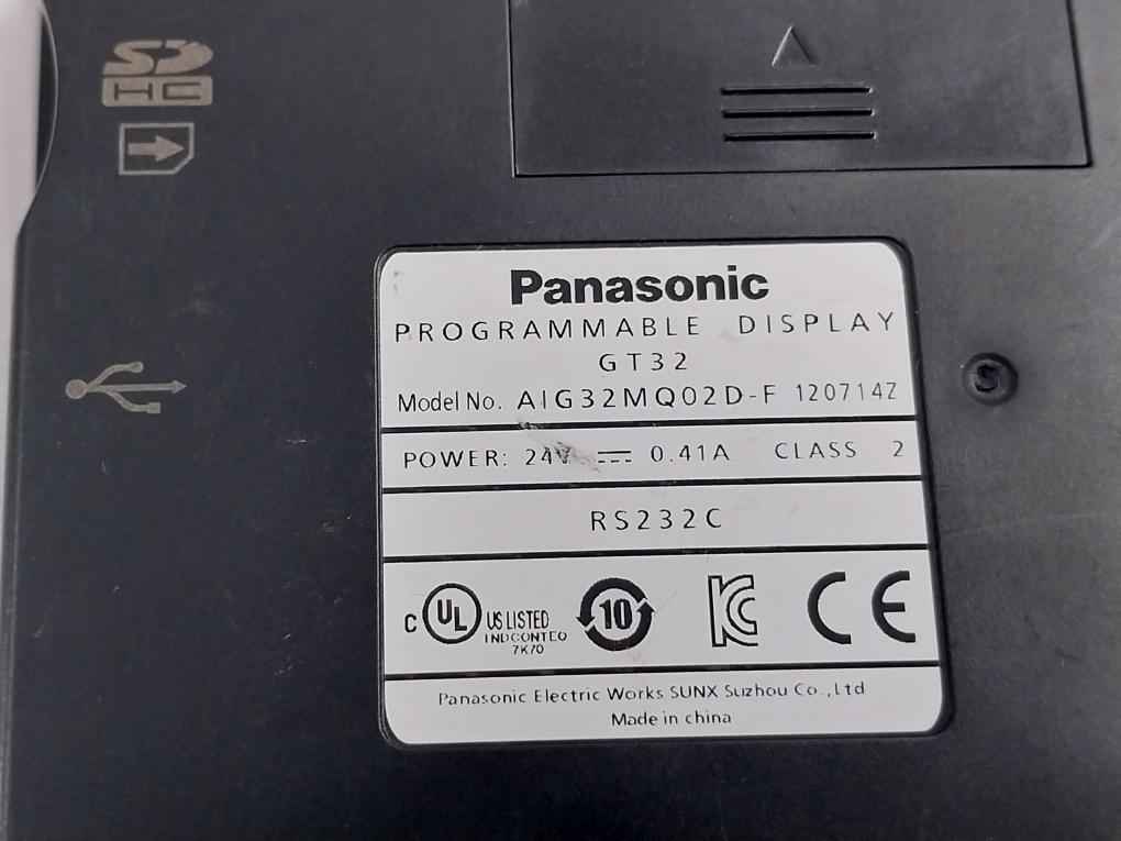 Panasonic Aig32Mq02D-f Programmable Display 24V-- 0.41A Class 2