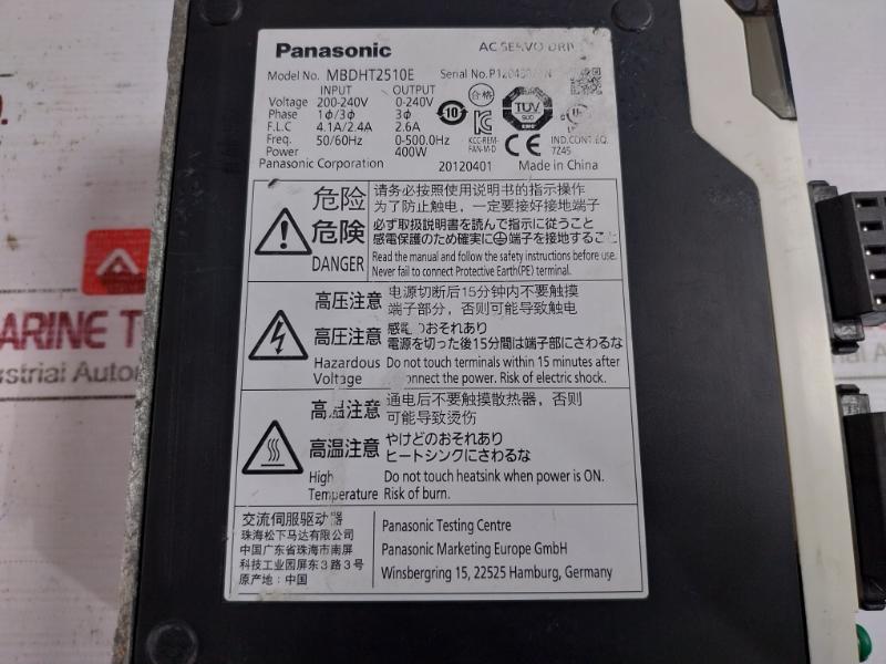 Panasonic Mbdht2510E Ac Servo Drive 400W 200-240V, 50/60Hz