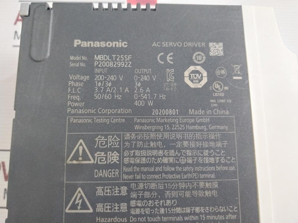 Panasonic Mbdlt25Sf Ac Servo Driver