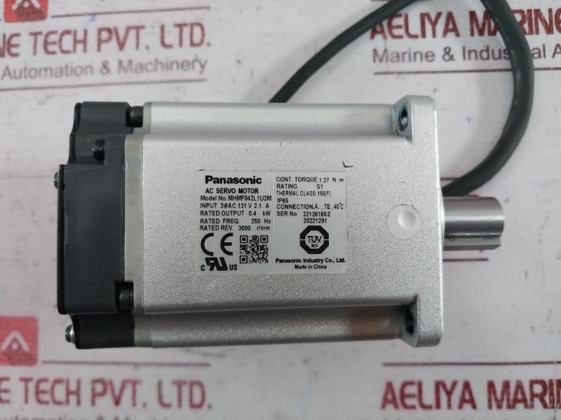 Panasonic Mhmf042L1U2M Ac Servo Motor 250 Hz 3000 R/Min 1.27 N•M Ip65
