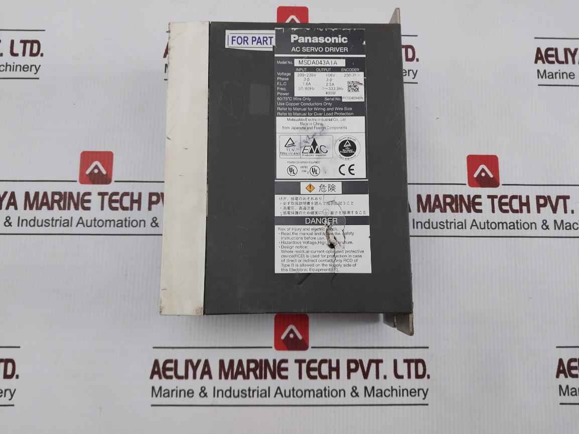 Panasonic Msda043A1A Ac Servo Drive 230V,50/60Hz,400W (Not Working)