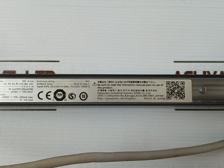 Panasonic Sf4B-h28C Safety Light Curtain Emitter Ver 1.0 583.4 Mm 70Ma Ip65