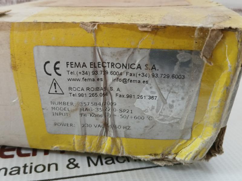 Panel Indicator -50/+600˚C 230 Vac 50/60 Hz Fema Electronica Mag-35-22-0-sp21