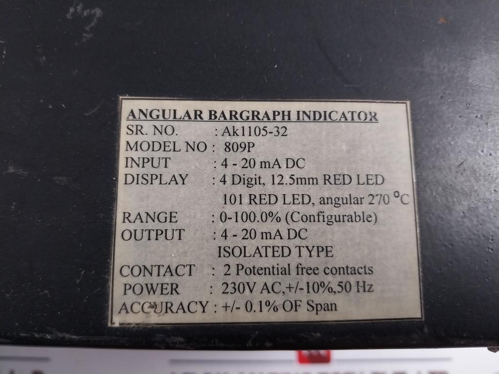 PANTECH INSTRUMENTS 809P Angular Bargraph Indicator 24VDC