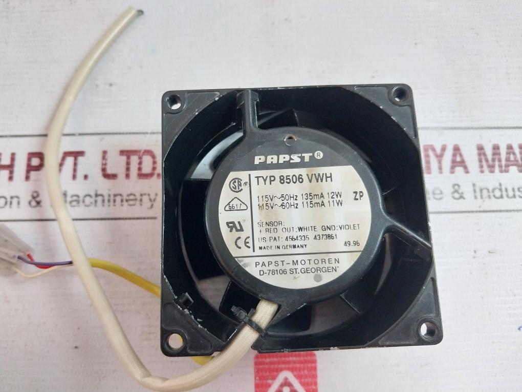 Papst-motoren 8506 Vwh Metal Fan High Temperature 115V~50Hz 135Ma 12W